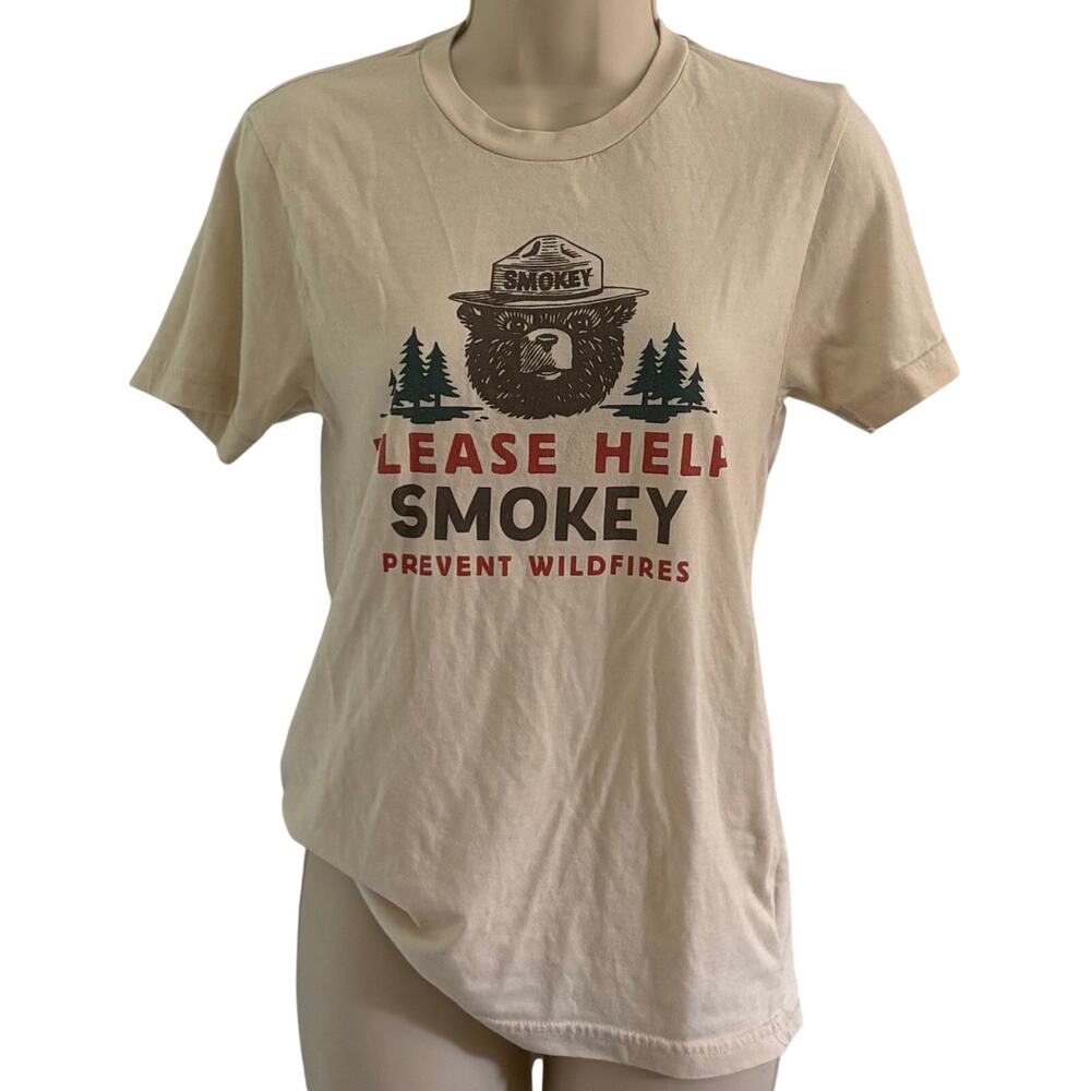 Smokey the Bear T Shirt Size XS Cream White